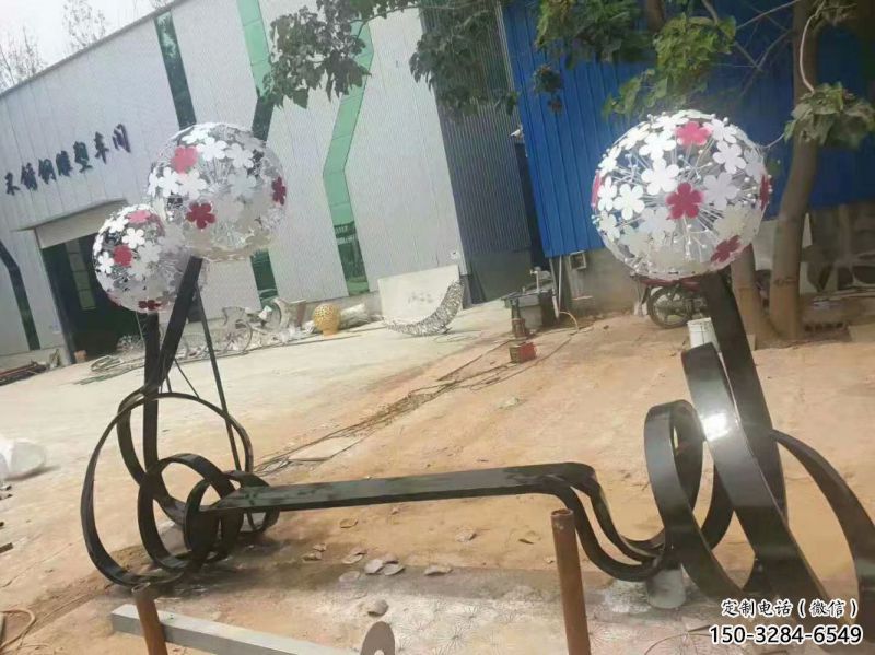 不銹鋼蒲公英坐凳雕塑，景觀類型