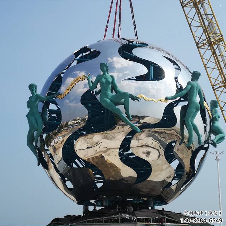 地球雕塑供應,花園小品,鏡面地球天使雕塑廠家 地球雕塑供應,花園小品,鏡面地球天使雕塑廠家