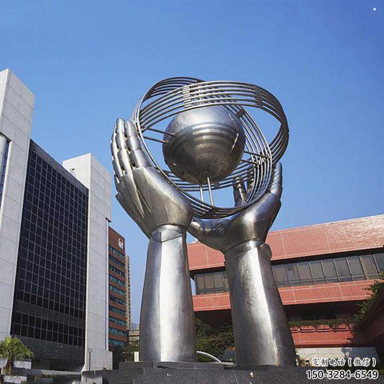 地球儀雕塑定做,小區擺件,鏡面手托地球儀雕塑制作 地球儀雕塑定做,小區擺件,鏡面手托地球儀雕塑制作