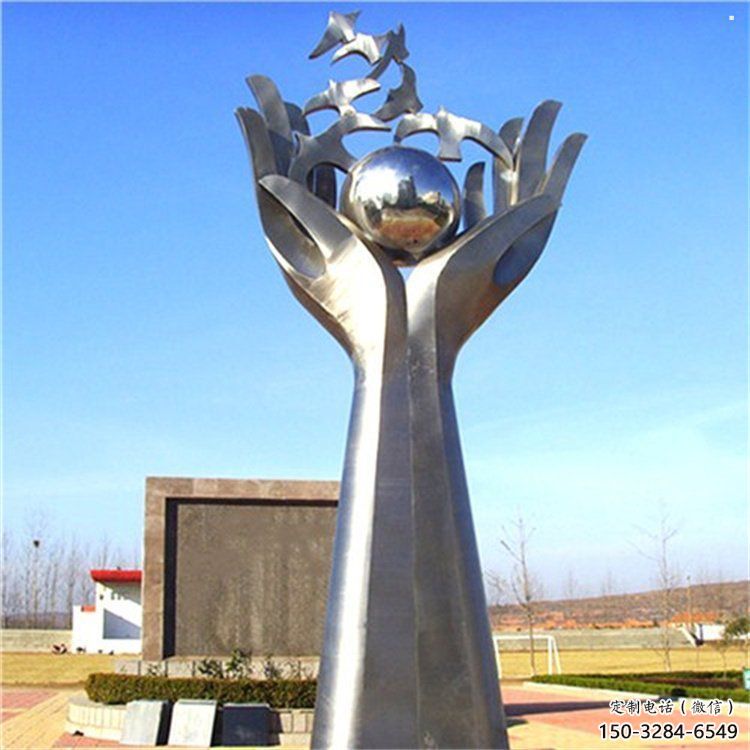 地球儀雕塑制作，城市雕塑，景觀手托地球儀雕塑廠家