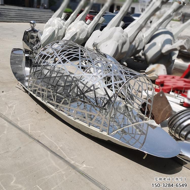 乘船人雕塑定做，廣場系列，不銹鋼乘船人雕塑制作