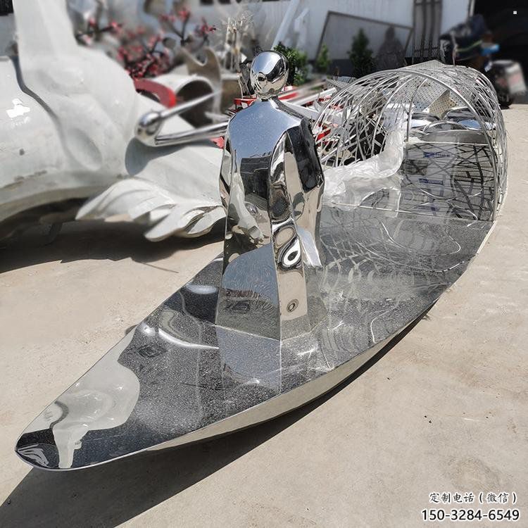 乘船人雕塑優價,小區擺件,不銹鋼乘船人雕塑精選 乘船人雕塑優價,小區擺件,不銹鋼乘船人雕塑精選