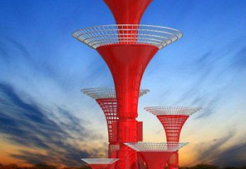傘狀地標(biāo)雕塑，鏤空不銹鋼標(biāo)識雕塑