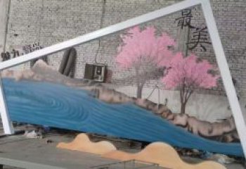 城市標(biāo)識(shí)景墻雕塑，仿真樹(shù)背景墻雕塑