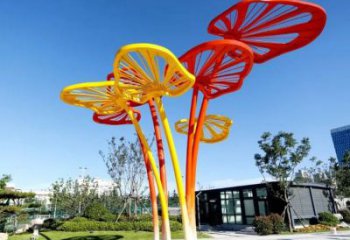 不銹鋼鏤空樹(shù)葉廊架雕塑制作