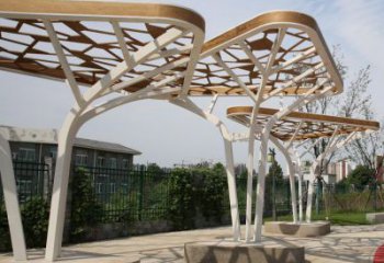 鏤空不銹鋼大樹(shù)葉廊架雕塑