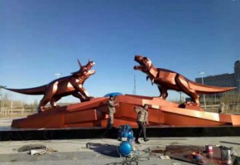 不銹鋼恐龍雕塑指用，景觀雕塑，幾何恐龍雕塑點擊