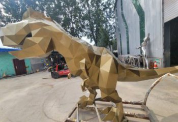 景觀恐龍雕塑供應，公園雕塑，金屬幾何恐龍雕塑制作