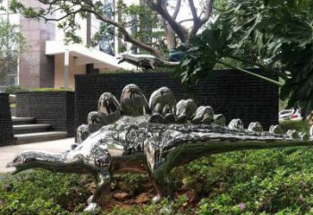 景觀恐龍雕塑廠家，拋光工藝，鏡面恐龍雕塑承接