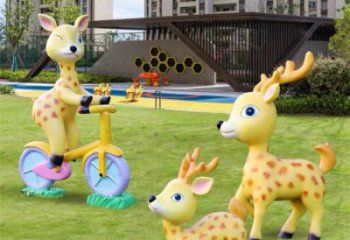 景觀小鹿雕塑定做，廣場(chǎng)雕塑，室外卡通小鹿雕塑提供