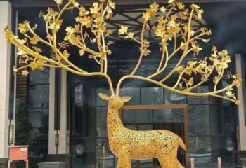 公共梅花鹿雕塑訂做，城市裝飾，庭院鏤空梅花鹿雕塑展品