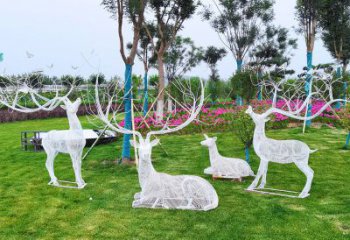 金屬小鹿雕塑制作，陸地擺件，鏤空小鹿雕塑制造商