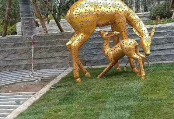 小鹿雕塑展品，透雕工藝，戶外鏤空小鹿雕塑精品