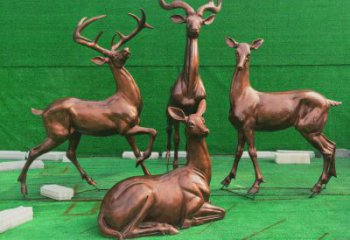 銅梅花鹿雕塑點擊，多彩藝術(shù)，梅花鹿銅雕塑訂做