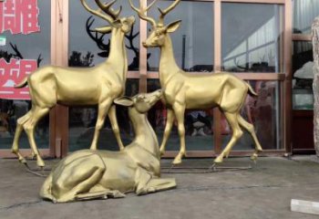 小區馴鹿雕塑，動物軟裝雕塑，抽象效果