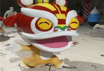 吉祥物動物雕塑，卡通獅子雕塑，玻璃鋼彩繪效果