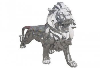 鏡面獅子雕塑生產，景區案例，不銹鋼拋光獅子雕塑優選