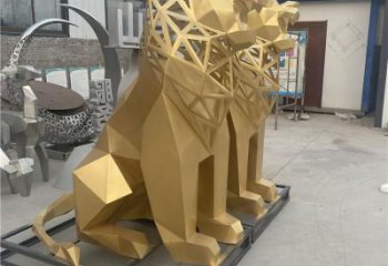 現代獅子雕塑定制，中式工藝，景觀不銹鋼獅子雕塑優價