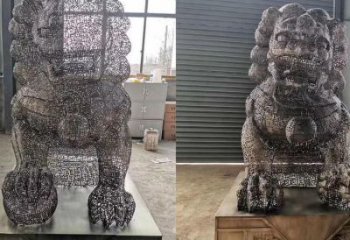 透雕獅子雕塑常用，鏤空概念，不銹鋼獅子雕塑展品