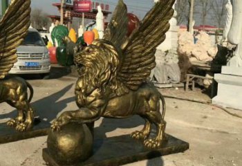 大型獅子雕塑公司，花園小品，飛獅雕塑裝飾提供