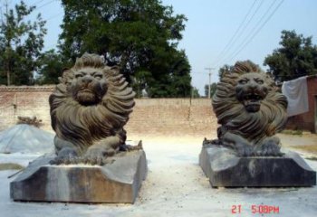 戶外獅子雕塑優(yōu)價，景觀概念，趴獅雕塑制作精品