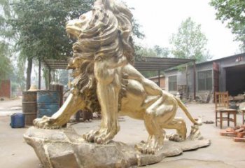 黃銅獅子雕塑預定，動物景觀擺件，走獅主題雕塑精品