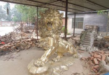 門口獅子雕塑點擊，地標動物擺件，走獅雕塑承接