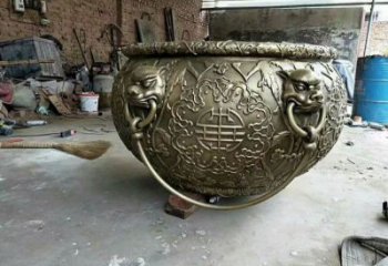 花紋圖太平缸銅雕