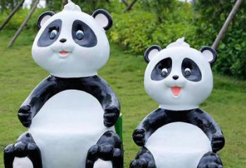 熊貓坐凳雕塑，公園景觀雕塑，彩繪工藝擺件