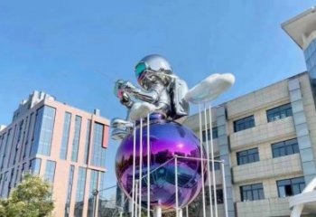 地球雕塑指用，景觀雕塑，不銹鋼地球天使雕塑點擊