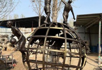 地球儀雕塑系列，城市裝飾，烤漆地球儀人物雕塑優選