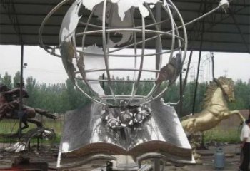 地球儀雕塑廠家,廣場系列,書籍地球儀雕塑制作公司