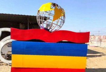 地球儀雕塑定制,中式工藝,烤漆書籍地球儀雕塑優價