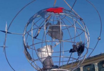 地球儀雕塑通用，街道標(biāo)識(shí)，鋼鑄鏡面地球儀雕塑承接