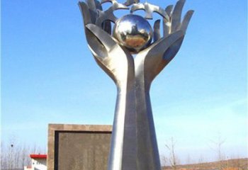 地球儀雕塑制作，城市雕塑，景觀手托地球儀雕塑廠家