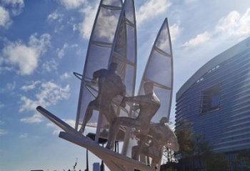 街道帆船雕塑，鍛造景觀雕塑，古銅效果