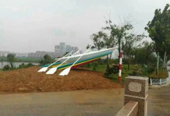 龍舟雕塑批發，烤漆工藝，不銹鋼龍舟雕塑精選