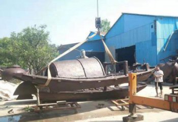 銅船雕塑精選，美陳雕塑，小船銅雕塑廠家供給