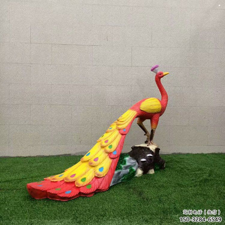 彩繪孔雀雕塑廠家通用，街頭雕塑，仿真孔雀雕塑標準