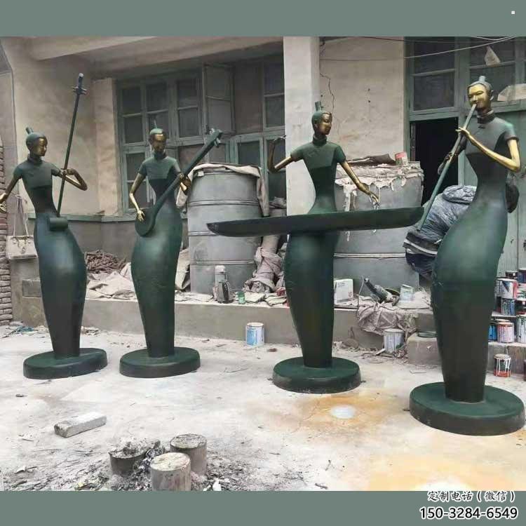 彈古箏雕塑供求，村標概念，民俗人物雕塑制作承接