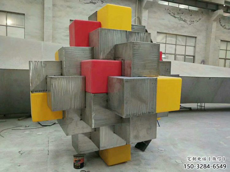立方體雕塑批發(fā)，標識雕塑，鏤空立方體雕塑優(yōu)選廠家