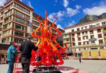 火苗雕塑廠家，美陳設計概念，不銹鋼火苗雕塑制造商