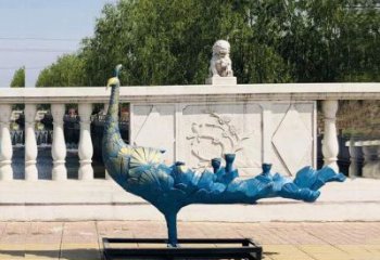 彩繪孔雀雕塑批發，靜態雕塑，仿古孔雀雕塑生產商