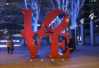 燈光景觀雕塑,烤漆字母雕塑,美陳效果