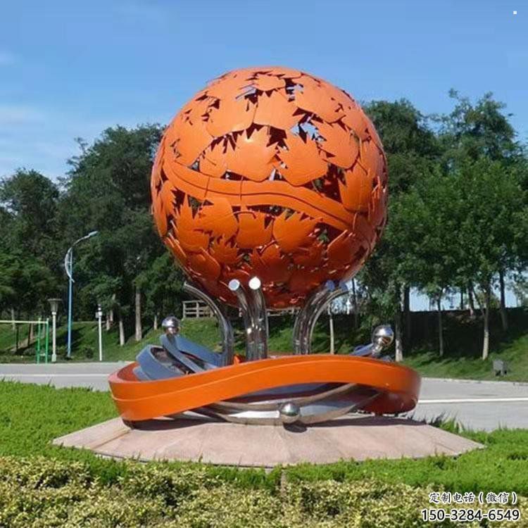 鏤空球雕塑指用，白鋼構(gòu)件，烤漆鏤空球雕塑提供