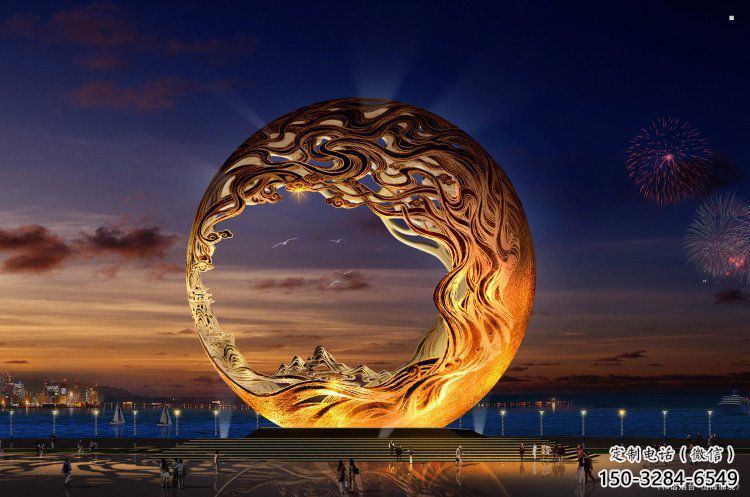 球形雕塑點(diǎn)擊，城區(qū)小品，不銹鋼球形雕塑承接