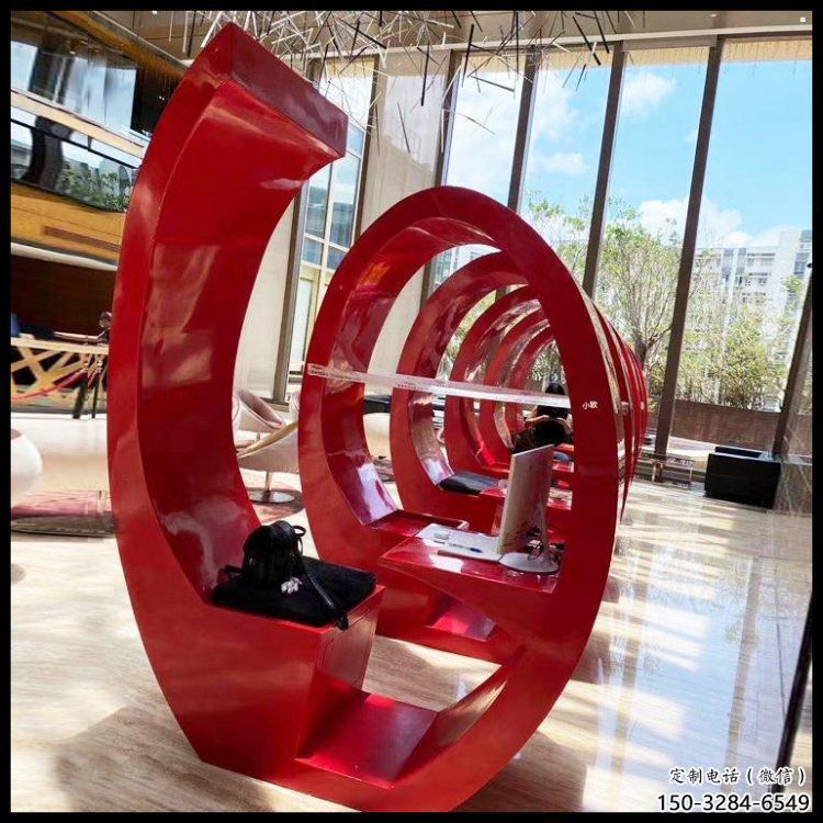 膠卷坐凳雕塑，螺旋藝術(shù)形態(tài)，螺旋坐凳雕塑制作