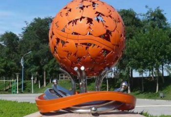 鏤空球雕塑指用，白鋼構(gòu)件，烤漆鏤空球雕塑提供