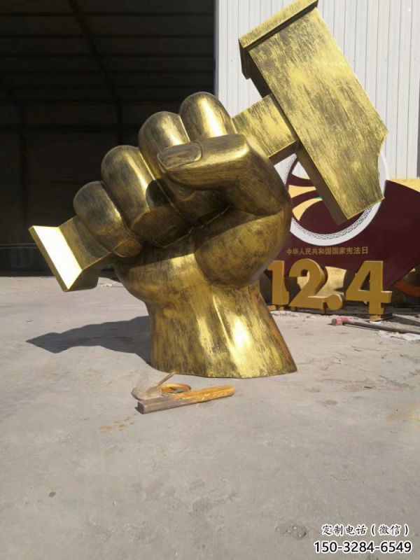 拳頭雕塑優選，景區案例，抽象不銹鋼拳頭雕塑選用