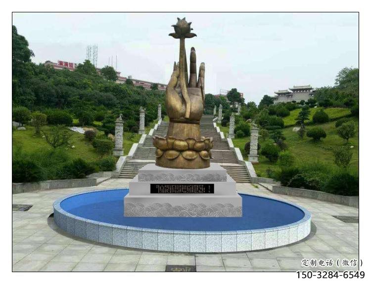 手拈花雕塑生產(chǎn)，城市裝飾，不銹鋼手拈花雕塑選定